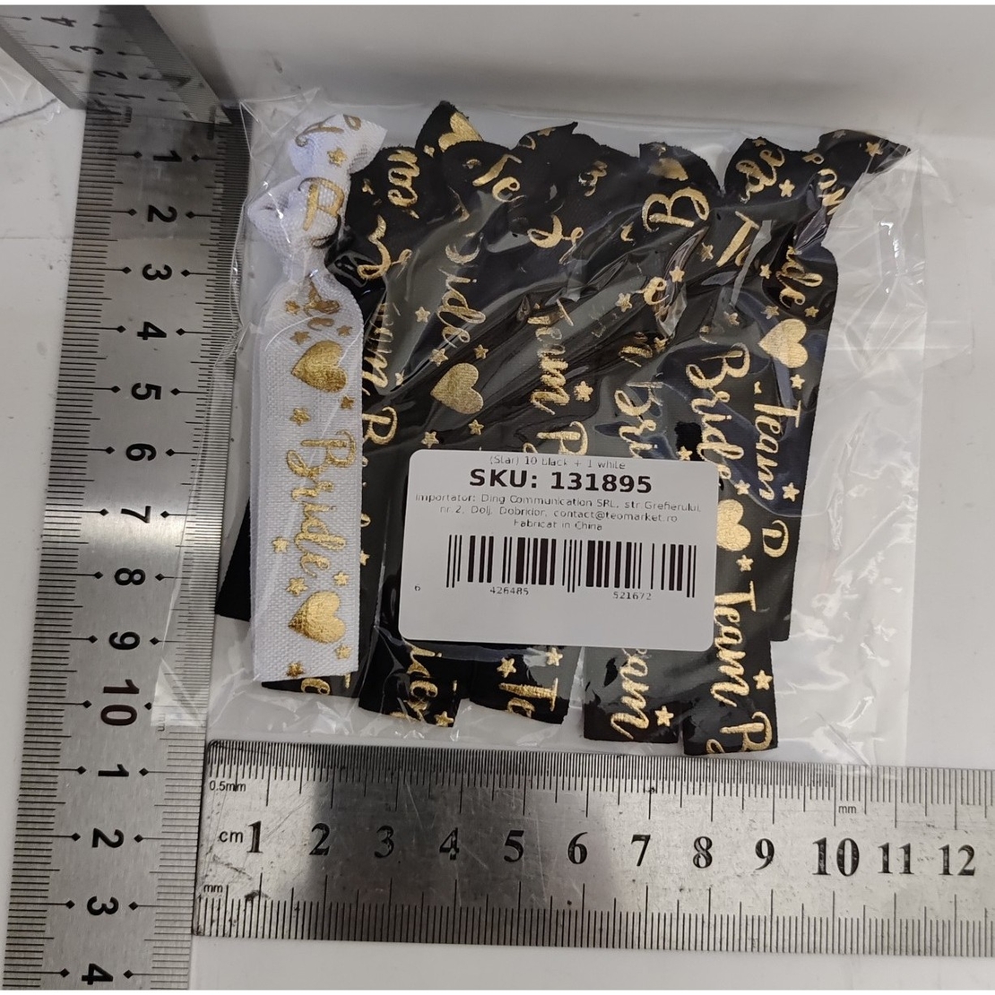 Set 11 Bratari, Flippy, pentru Petrecerea Burlacitelor, din Panza, Marime Universala, Alb/Negru