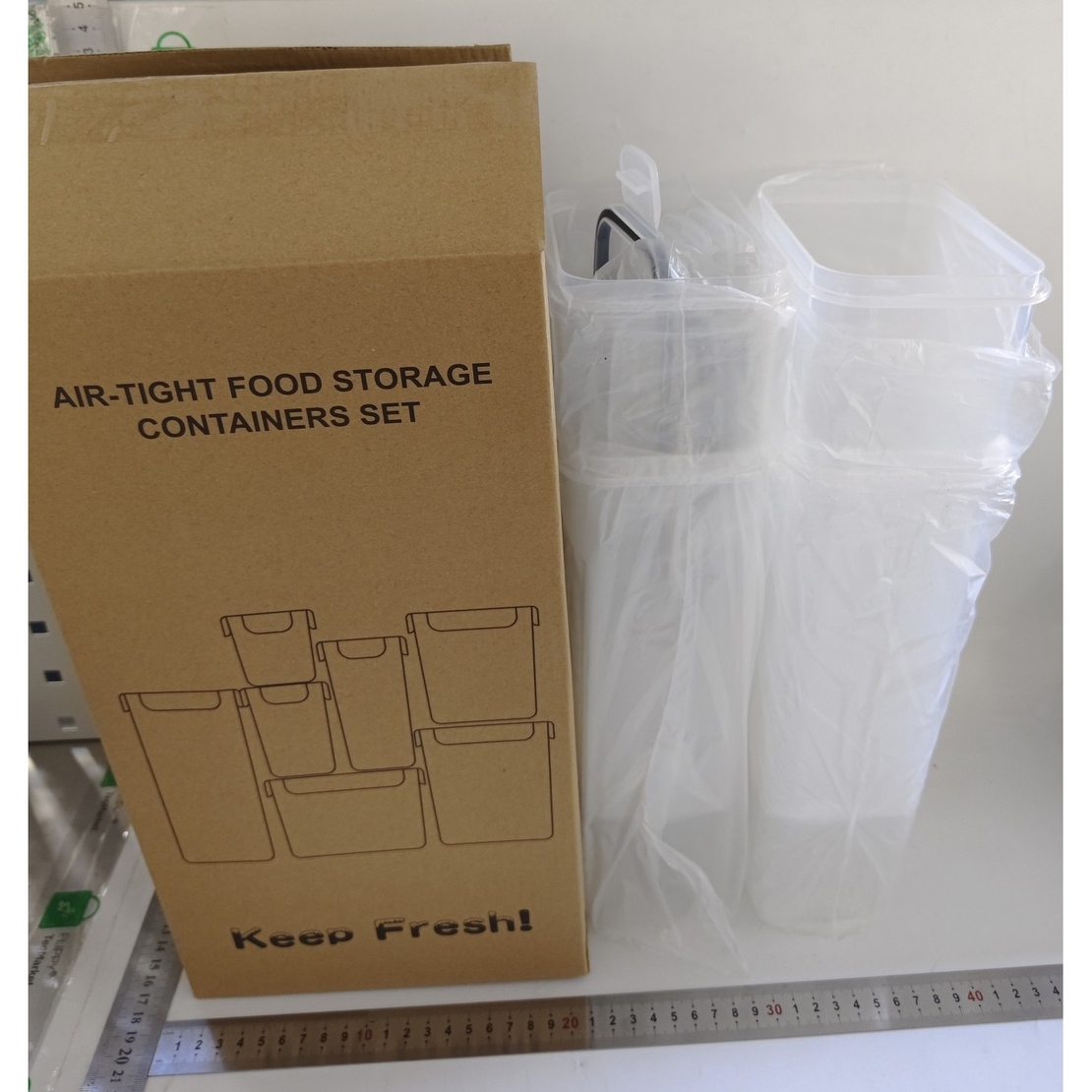 Set 4 Recipiente din Plastic, Flippy, pentru Alimente/Obiecte, Inchidere Ermetica, 4 x 2.8l, Transparent