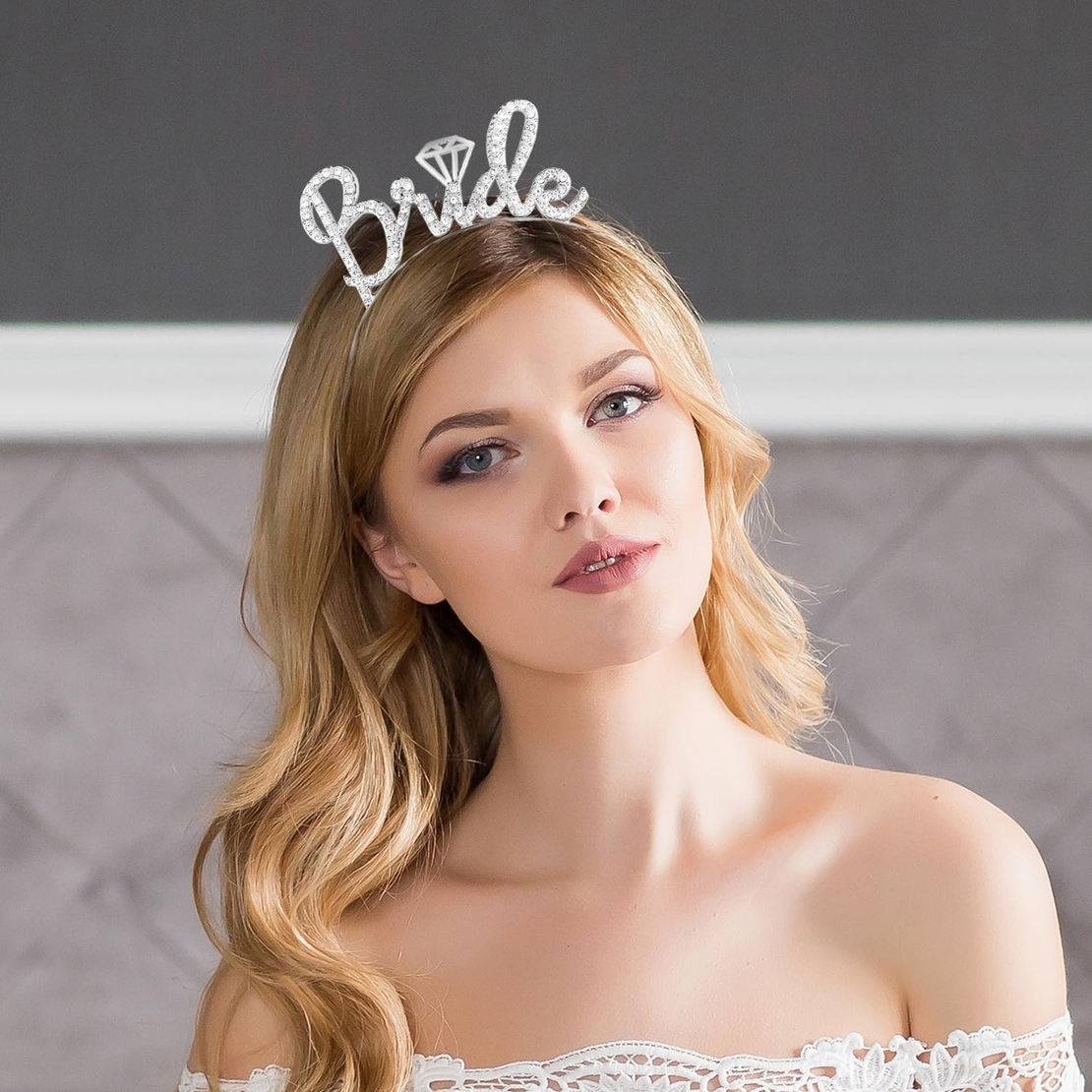 Coronita pentru Mireasa, Flippy, Model Bride, cu Cristale, Marime Universala, 12.5 x 14.5 cm, Alb