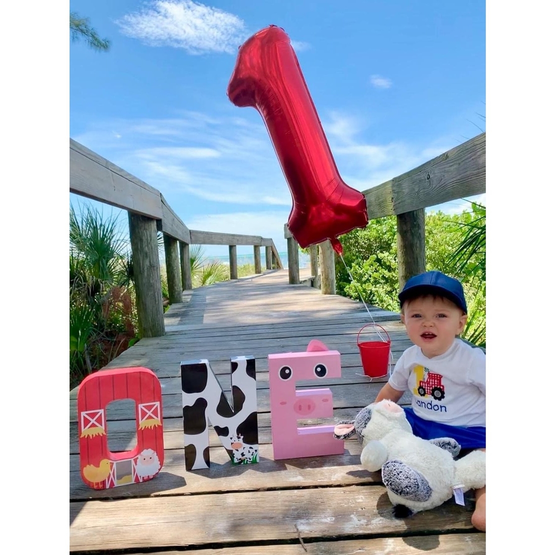 Balon din Folie Metalizata Flippy, Figurina Cifra, Tema Aniversare 80 cm, Ambalaj Individual, Pai inclus, Umflare cu Aer sau Heliu, Rosu, Cifra 1