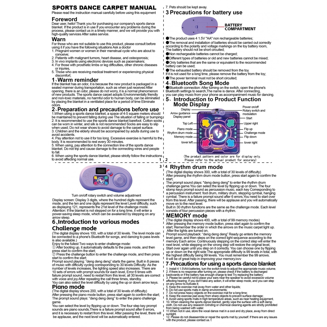 Jucarie Interactiva, Flippy, Covor Muzical de Dans, 4-6 Ani, Bluetooth, 4 Moduri, 90 x 90 cm, Mov