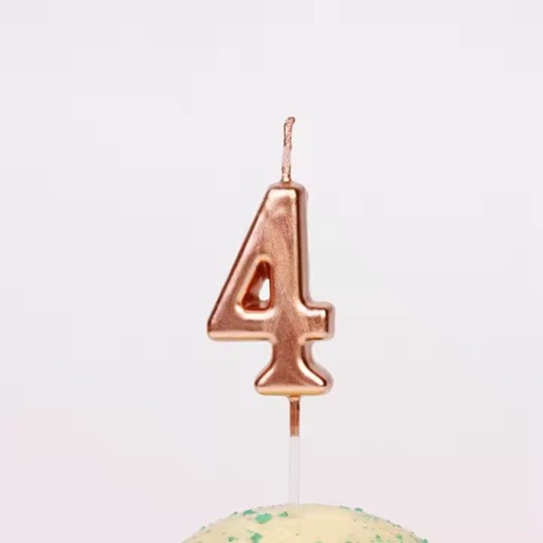 Lumanare de Tort, Flippy, Model Cifra 4, Party, 4.5 x 2.5 cm, din Parafina, Rose Gold