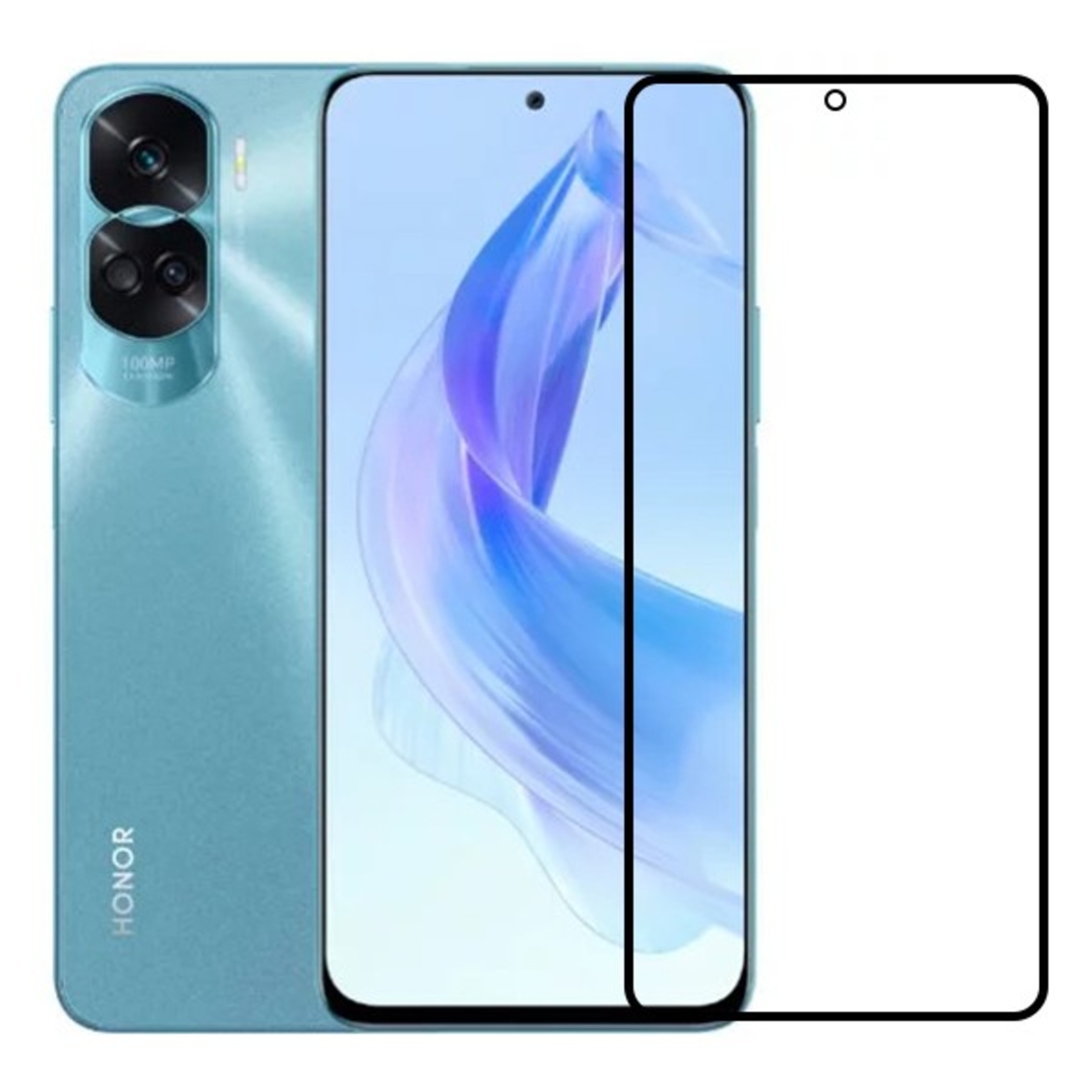 Folie Sticla Securizata, Flippy, Compatibila cu Honor 90 Lite, Full Glue, Margini Negre, Transparent