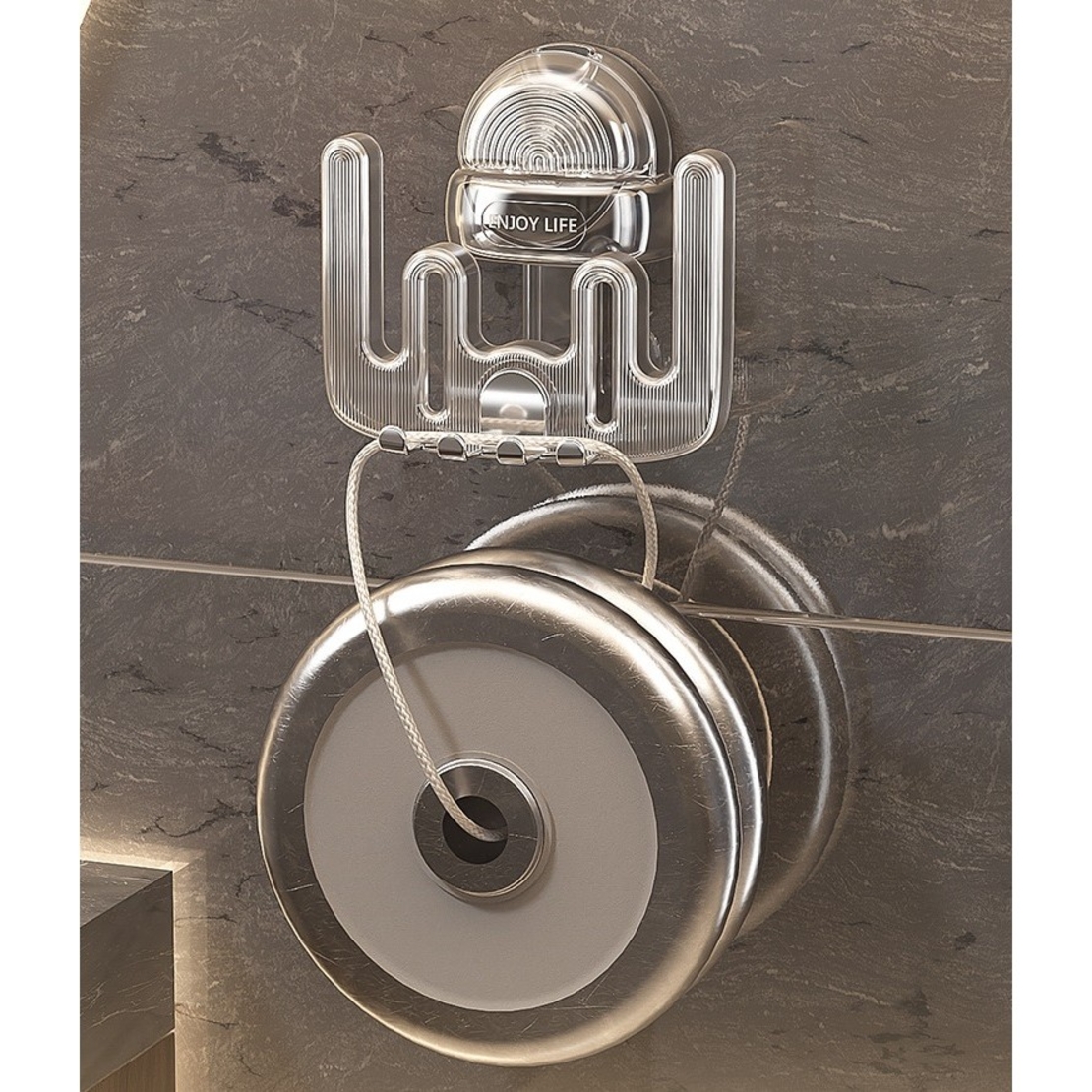 Suport Multifunctional Dublu, Pahar si Suport pentru Periuta de Dinti, Flippy, Plastic, 11 cm x 11.5 cm, Transparent