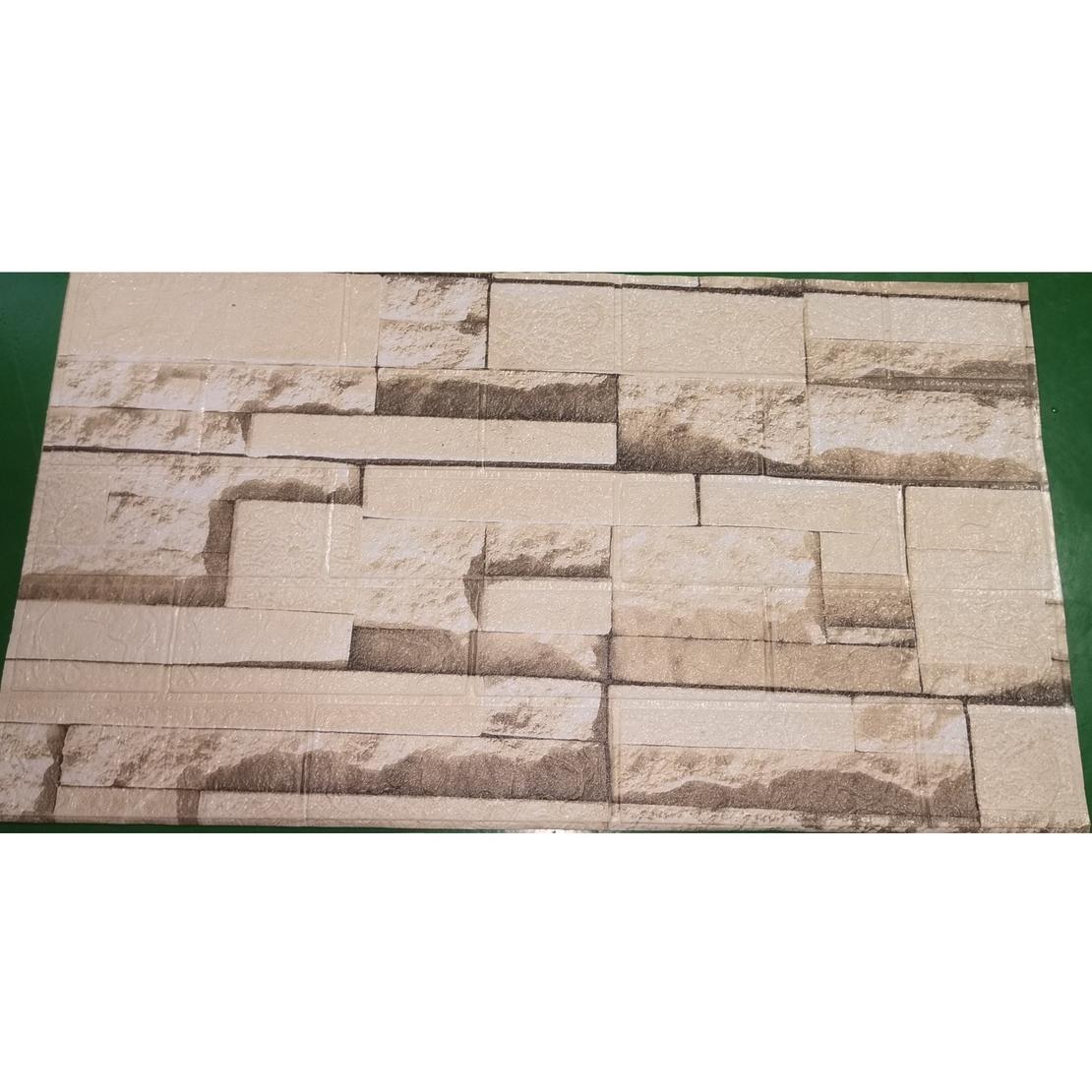 Set 10 Stickere de Perete, Flippy, Autoadezive, 70 x 77 cm, 2.5 mm Grosime, Suprafata Acoperita 5.3 mp, din PVC, Model Piatra, Bej