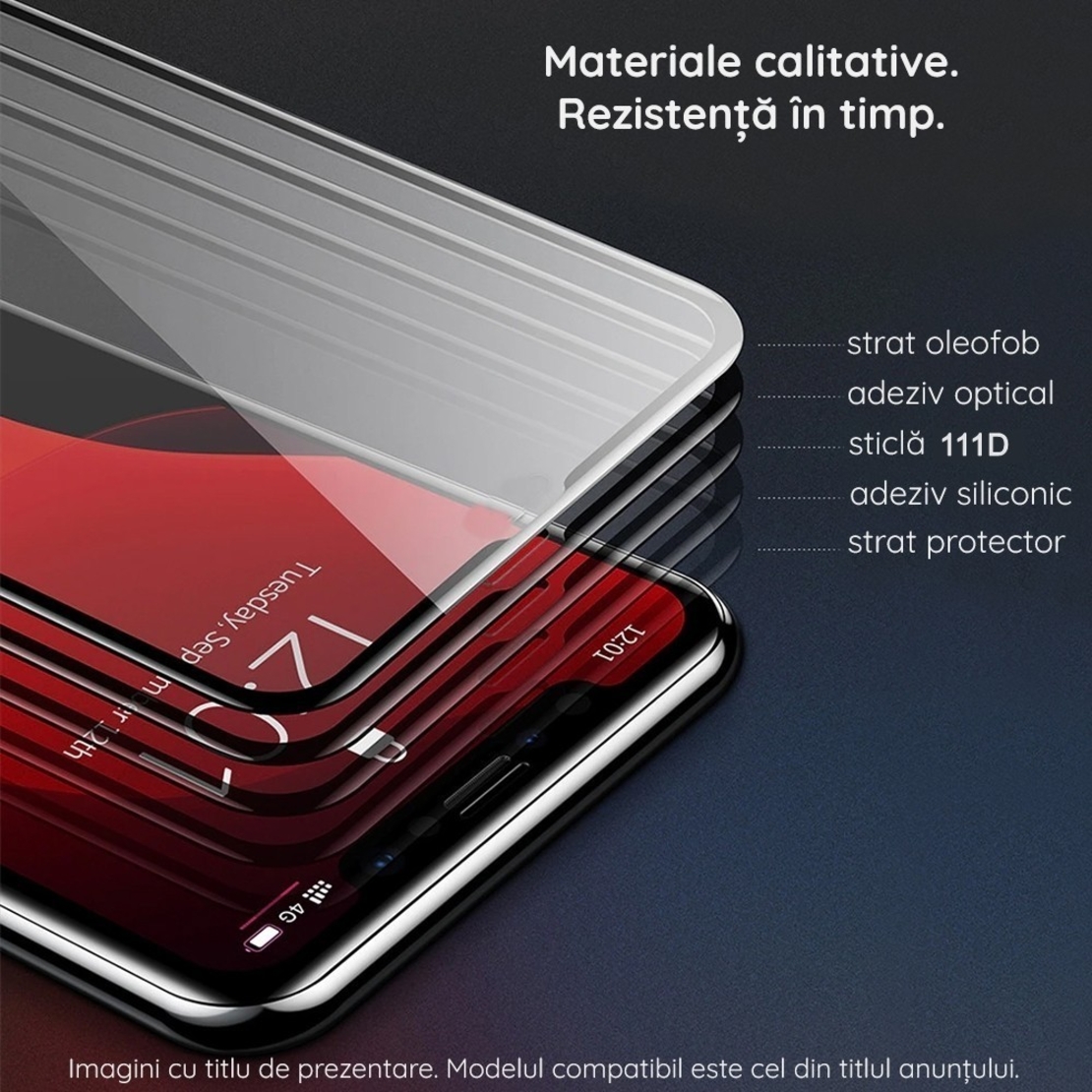Folie Sticla Securizata, Flippy, Compatibila cu Oppo Reno 11F, Full Glue, Margini Negre, Transparent