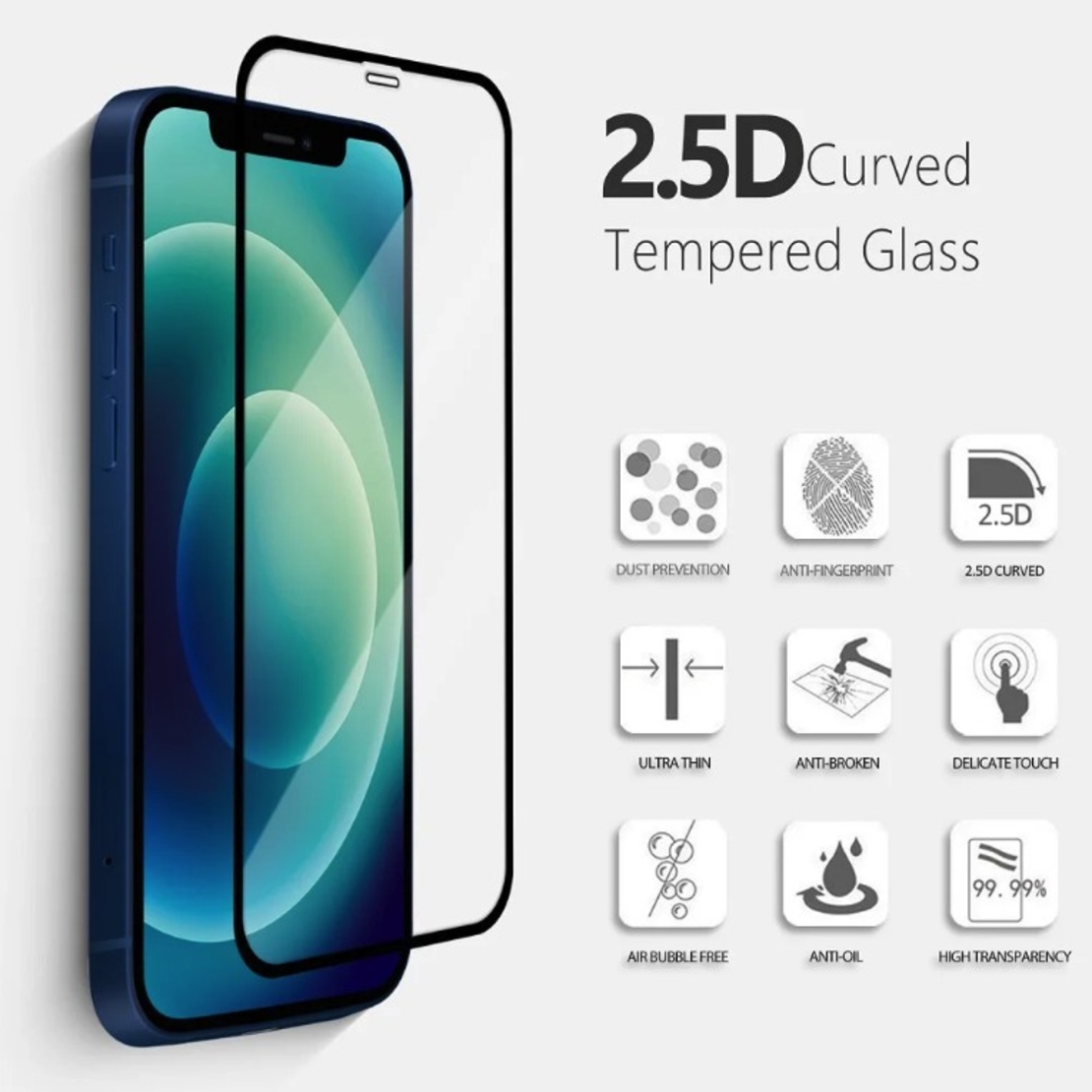 Folie Sticla Securizata, Flippy, compatibila cu Apple iPhone 15, Sticla, Super HD Glass, Anti-static, Margini Negre, 99H OG, Transparent