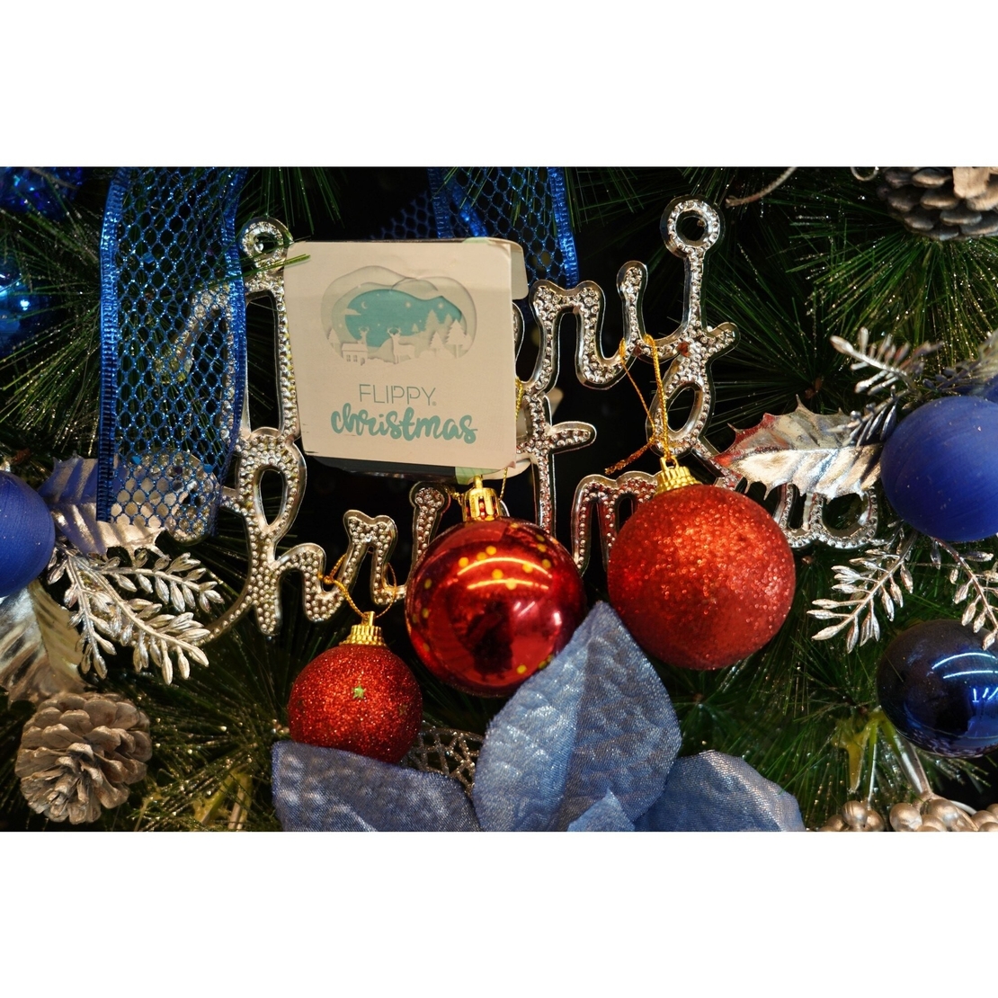 Set 45 Globuri de Craciun, Flippy, pentru Brad, Model 2, cu Glitter, Lucioase, Multicolor