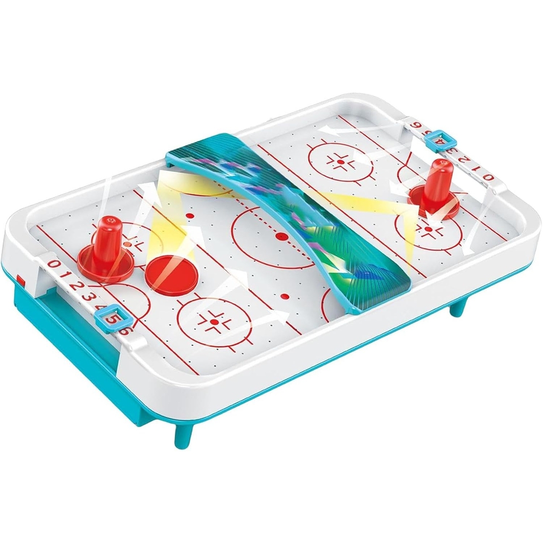 Masa Ice Hockey, Flippy, cu Tabela de Scor, 2 Pucuri, din ABS, pentru Adulti/Copii +5 Ani, 28 x 8 x 16 cm, Alb/Albastru
