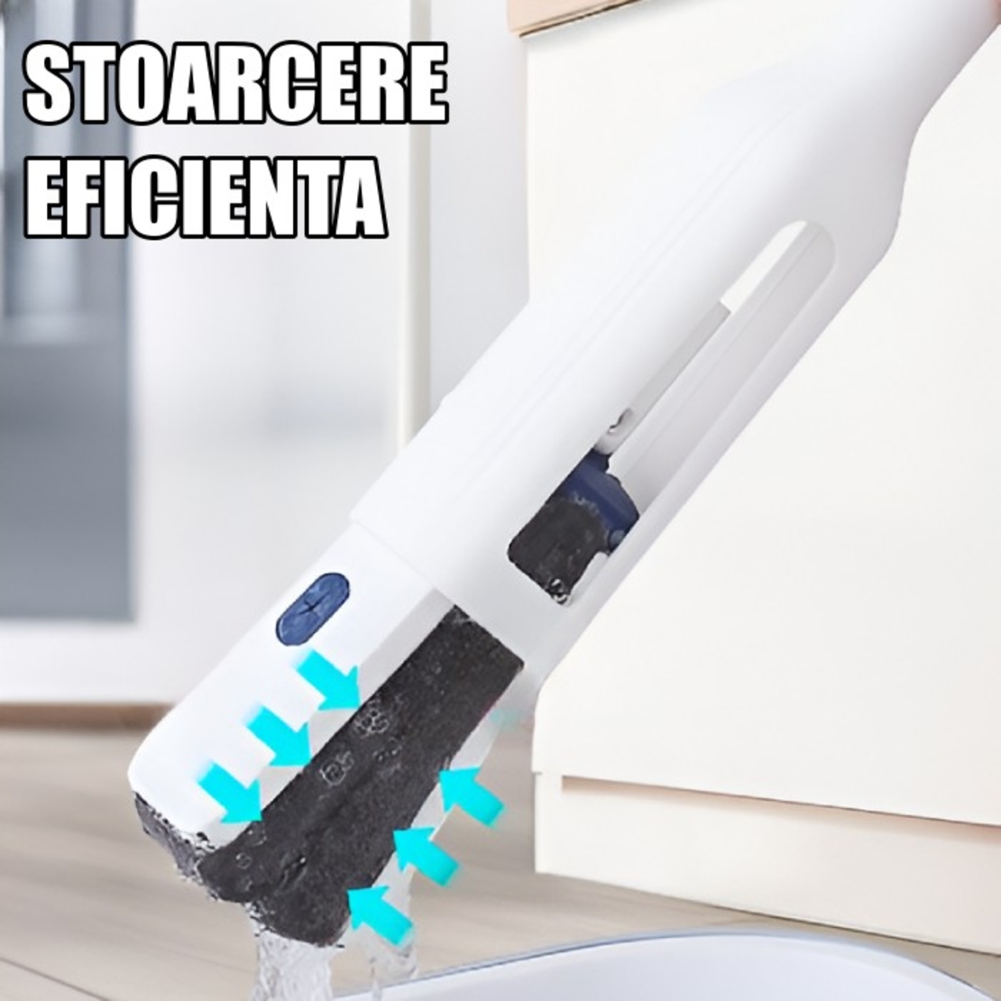 Set Mop Telescopic cu Galeata Pliabila, Flippy, Gri, 32 cm, Maner Reglabil 140 cm, Sistem de Stoarcere Usor si Eficient