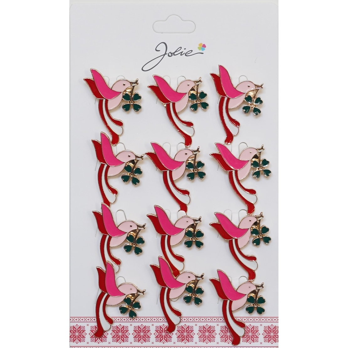 Set 12 Brose Martisor Primavara Pasare cu Trifoi in Cioc
