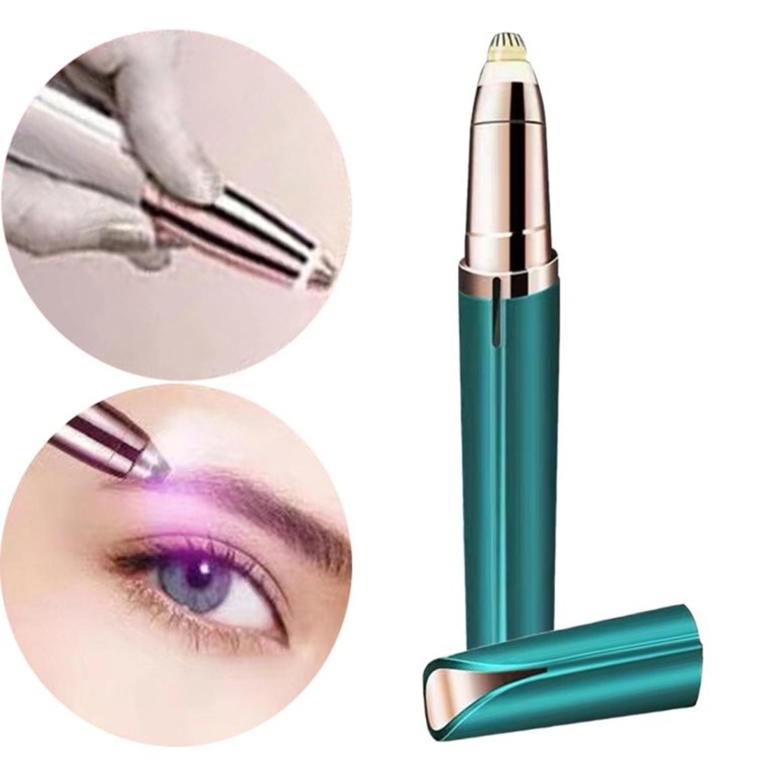 Trimmer Facial, Flippy, pentru Sprancene, Incarcare USB, 1.5 x 13 cm, din ABS, Verde