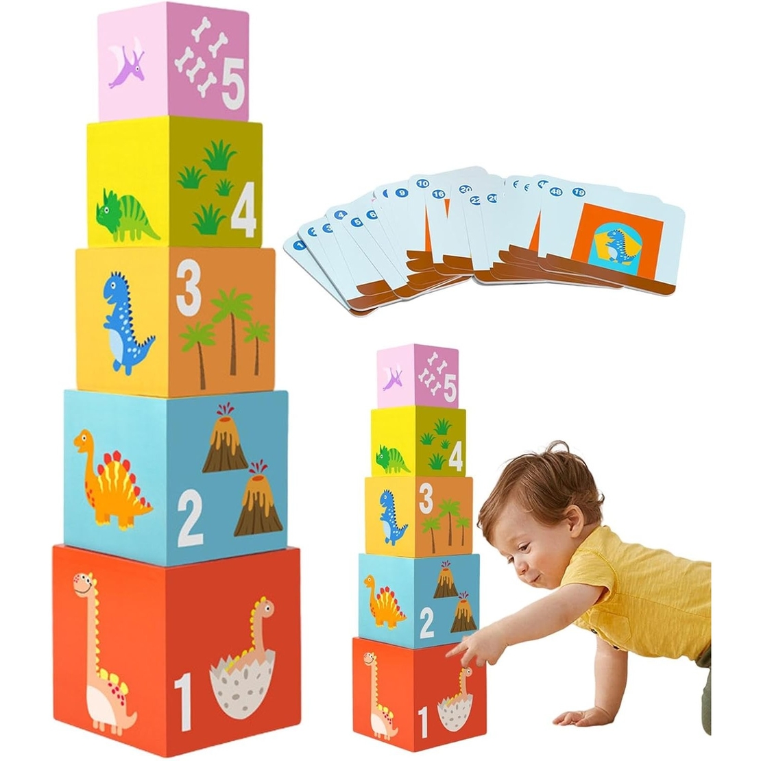 Jucarie de Construit, Flippy, Puzzle Box, Blocuri Stivuibile, 4-6 Ani, 5 Cuburi, 48 de Modele de Construit, 1 Manual, 12.8 x 12.8 x 12.8 cm, Multicolor