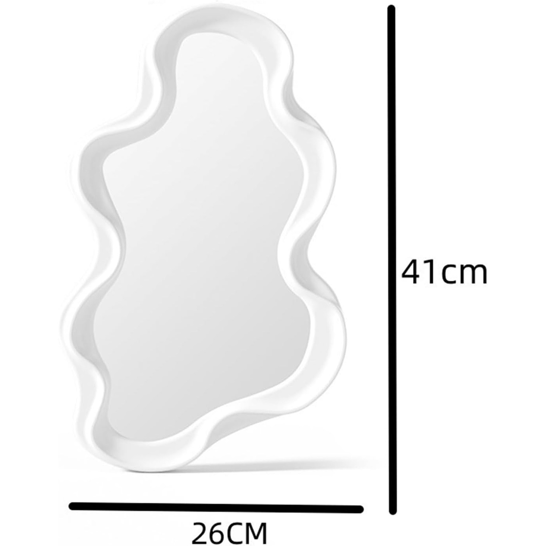 Oglinda de Perete, Flippy, Decorativa, pentru Baie, Dormitor, Sufragerie, Model Minimalist in Forma de Nor, 41x26 cm, Alb