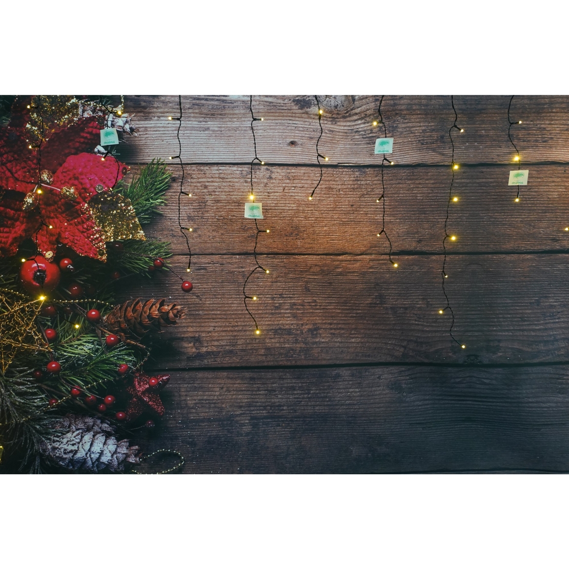 Sectiune Instalatie de Craciun, Flippy®, Tip Turturi, Fara Alimentator, 5m, 143 LED-uri, 8 Jocuri de Lumini, Fir Negru, Lumina Alb Cald, IP44, Interconectabila