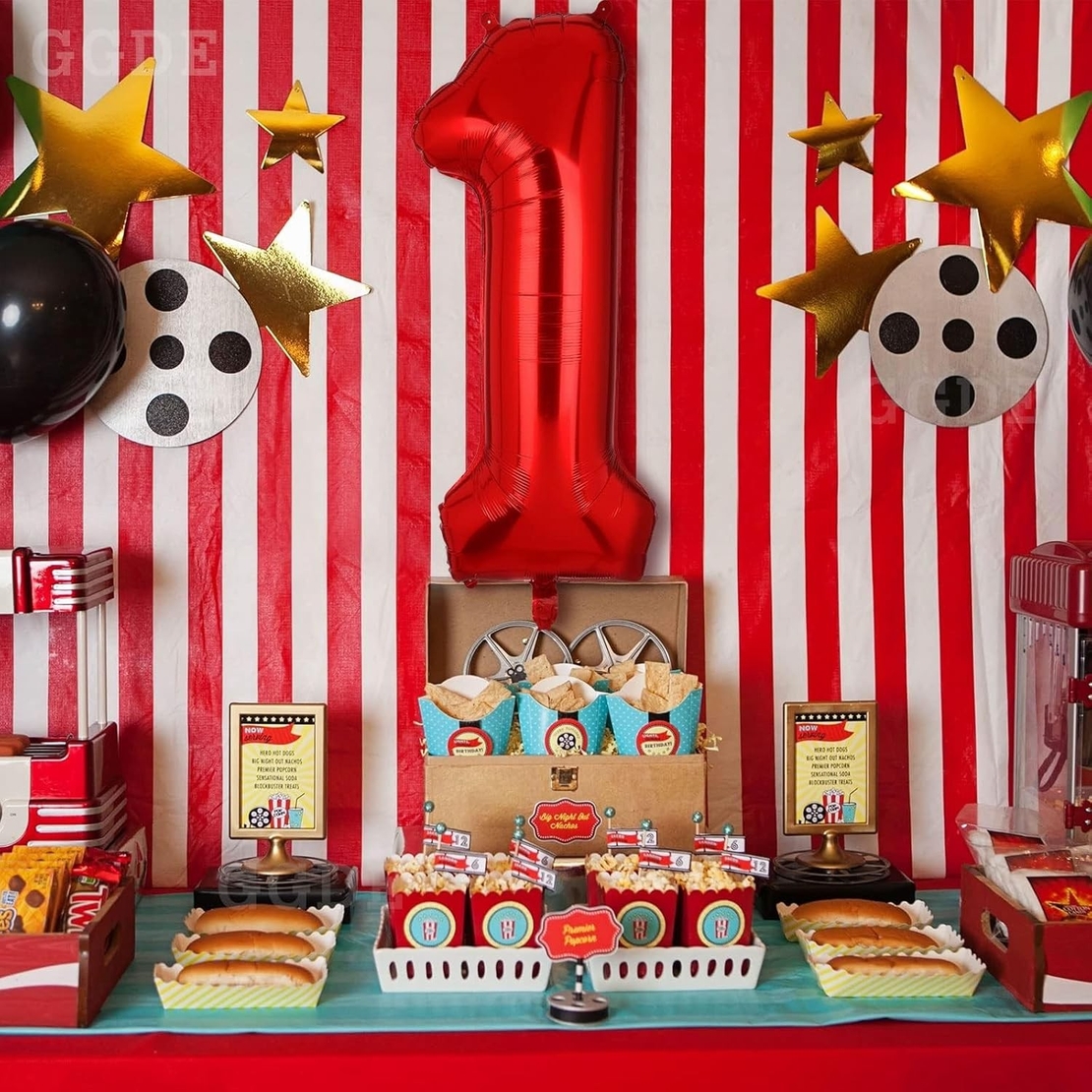 Balon din Folie Metalizata Flippy, Figurina Cifra, Tema Aniversare 40 cm, Ambalaj Individual, Pai inclus, Umflare cu Aer sau Heliu, Rosu, Cifra 1