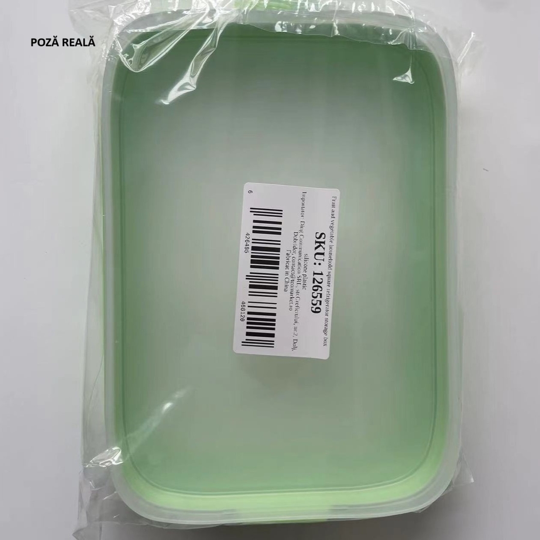 Recipient de Depozitare Alimente, Flippy, Etans, pentru Frigider, din Plastic, Mentinere Proaspata, Reutilizabil, Rezistent la Temperaturi Extreme, 22x14.7x5 cm, Verde