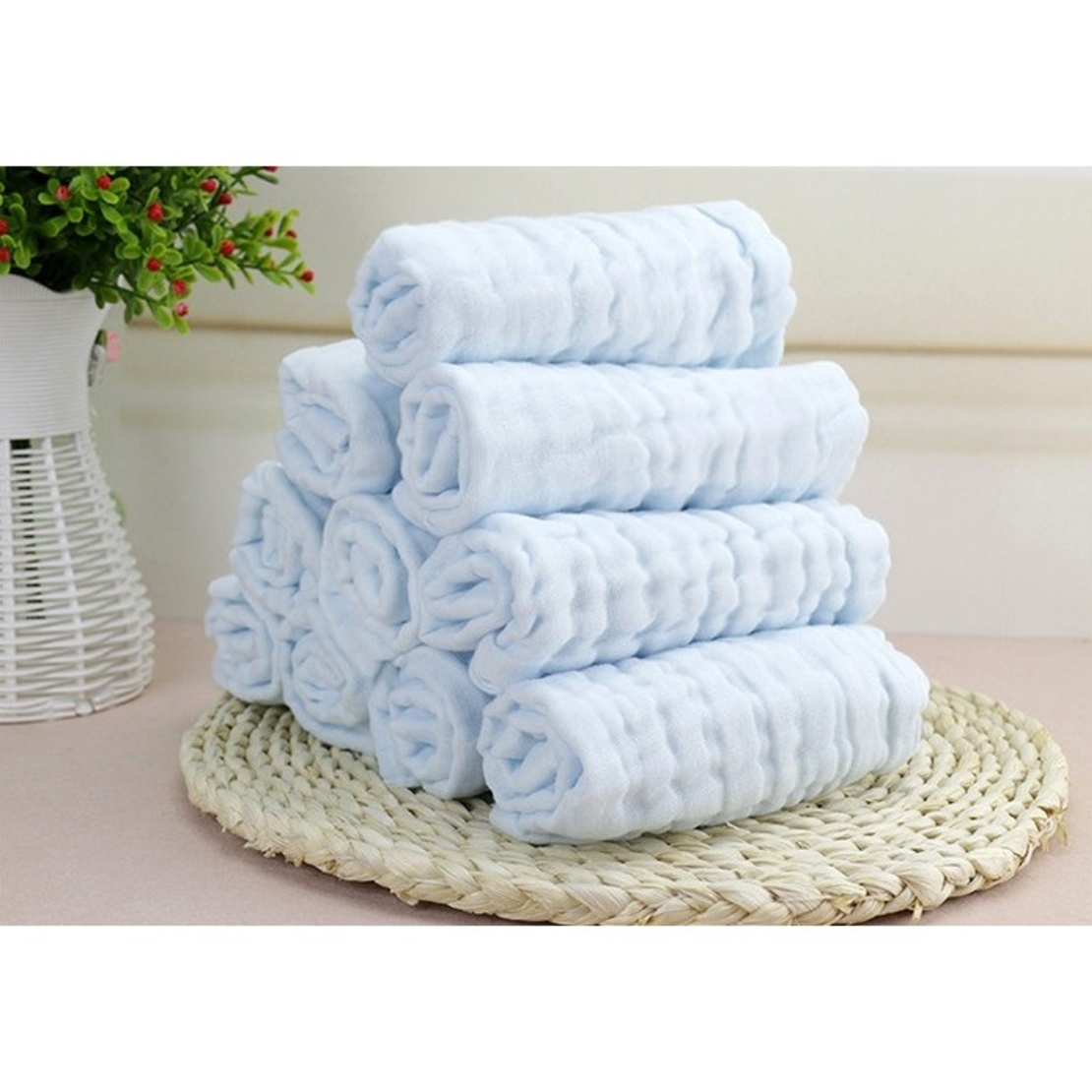 Prosop Absorbant, Flippy, din Bumbac, 6 Straturi, 30 x 30 cm, Albastru