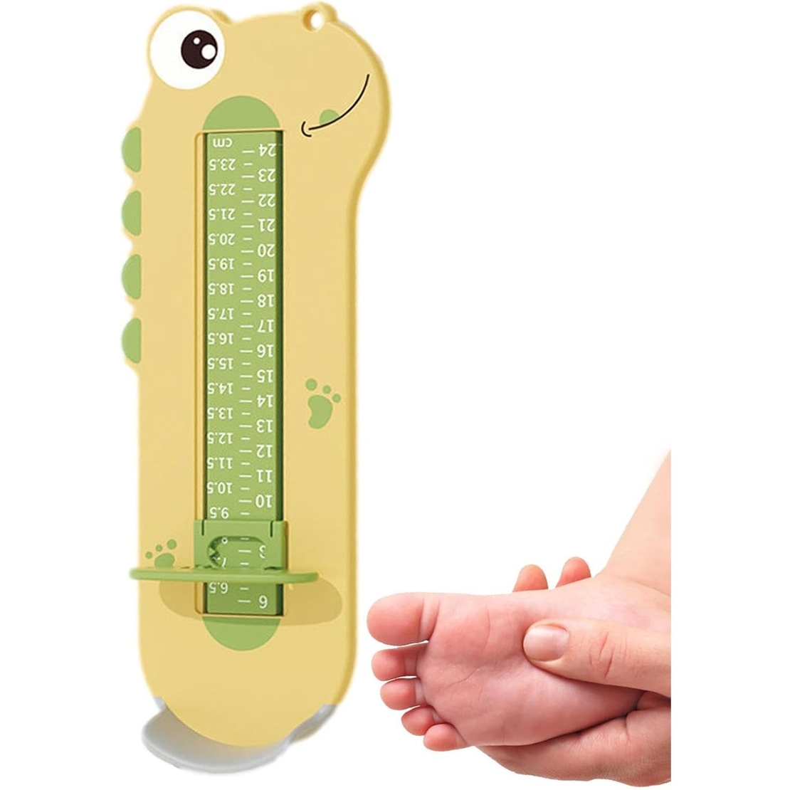 Dispozitiv de Masurat Talpa Piciorului pentru Bebelusi, Flippy, 9-24, Model Dinozaur, Galben
