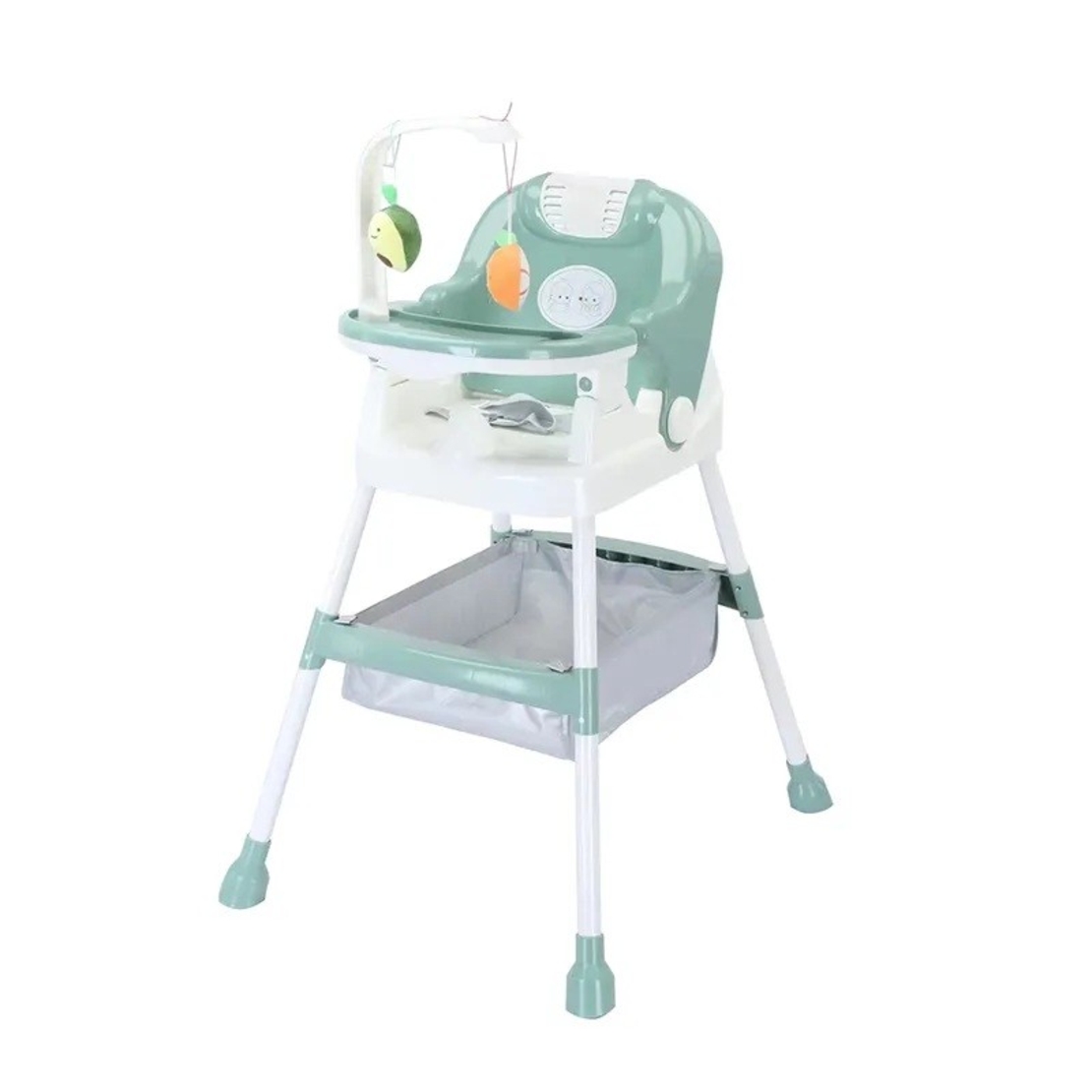 Scaun de Masa pentru Copii, Flippy, Multifunctional, Pliabil, cu Roti, Cos de Depozitare, din Plastic, Centura de Siguranta, Suport de Agatat Jucarii, 110 x 60 x 70 cm, Verde