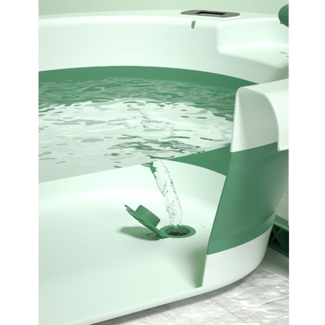 Cada de Baie, Flippy, pentru Copii 0 luni - 6 Ani, cu Termometru, Pliabila, Perna Suport Inclusa, din Plastic, 81.5 x 49 x 21.5 cm, Verde