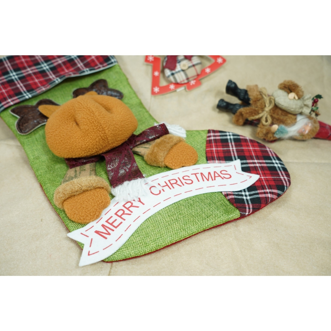 Ciorap Cadouri, Flippy,cu model ren,verde, marimea 23x45 cm, textil, interior