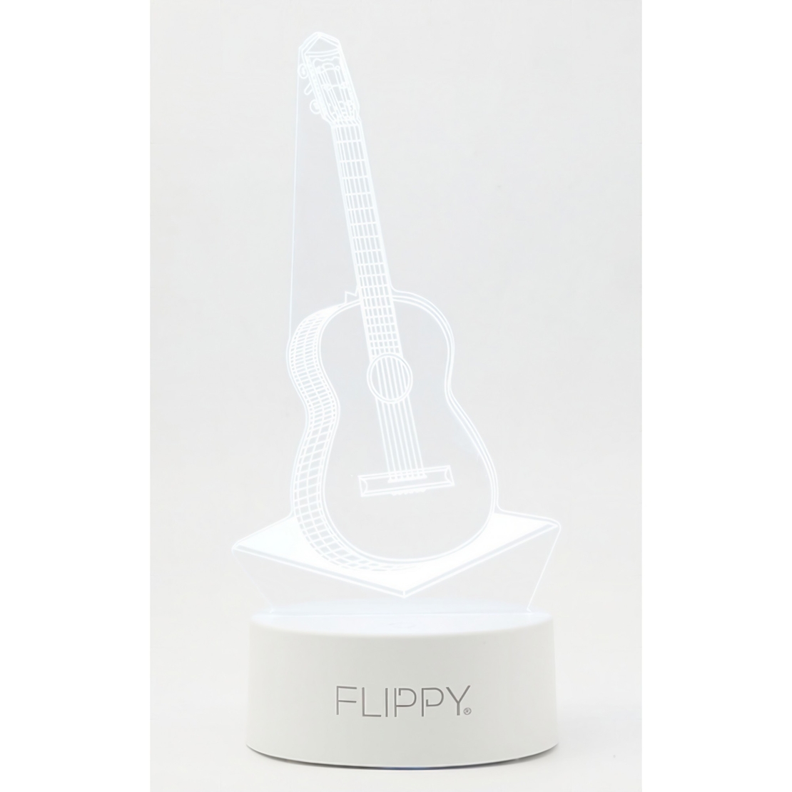 Lampa LED decorativa, Flippy, 3D, Chitara, din material acril si lumina multicolora, alb