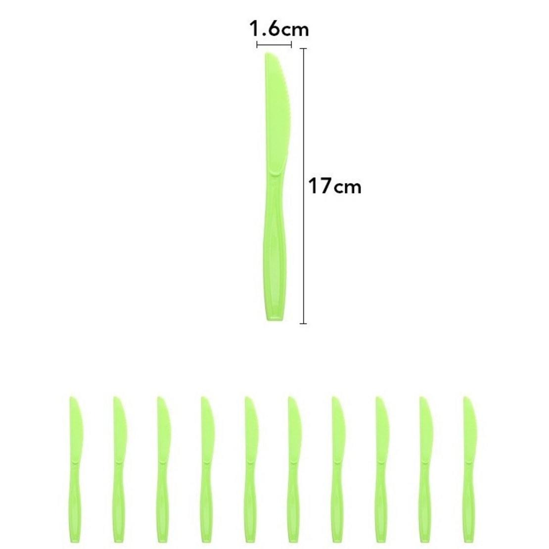 Set 10 Cutite de Unica Folosinta, Flippy, Colectia Dino Park, 17 x 1.6 cm, din Plastic PE, Verde