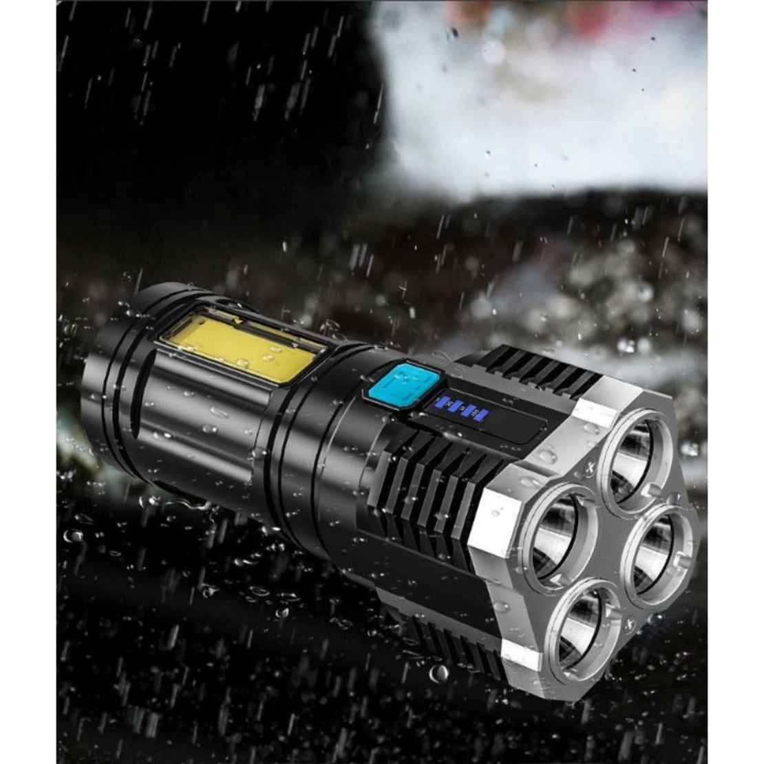 Lanterna LED Tactica 2 in 1, Flippy, 4 Moduri de Iluminare, Tip Proiector COB, Rezistenta la Apa, Reincarcabila, USB, Lanterna de Drumetii, 13.6 x 5 cm, Negru