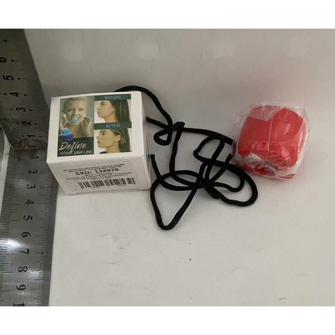 Dispozitiv de Tonifiere Faciala, Flippy, din Silicon, Corectare Mandibula/Maxilar, Rosu