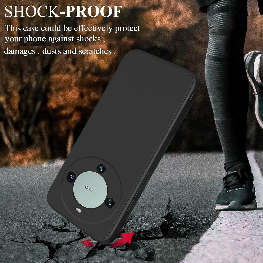 Husa de Protectie, Flippy, pentru Huawei Mate 60 Pro, Liquid Silicone, cu Microfibra pe Interior, Protectie Antisoc, Compatibil Incarcare Wireless, Negru