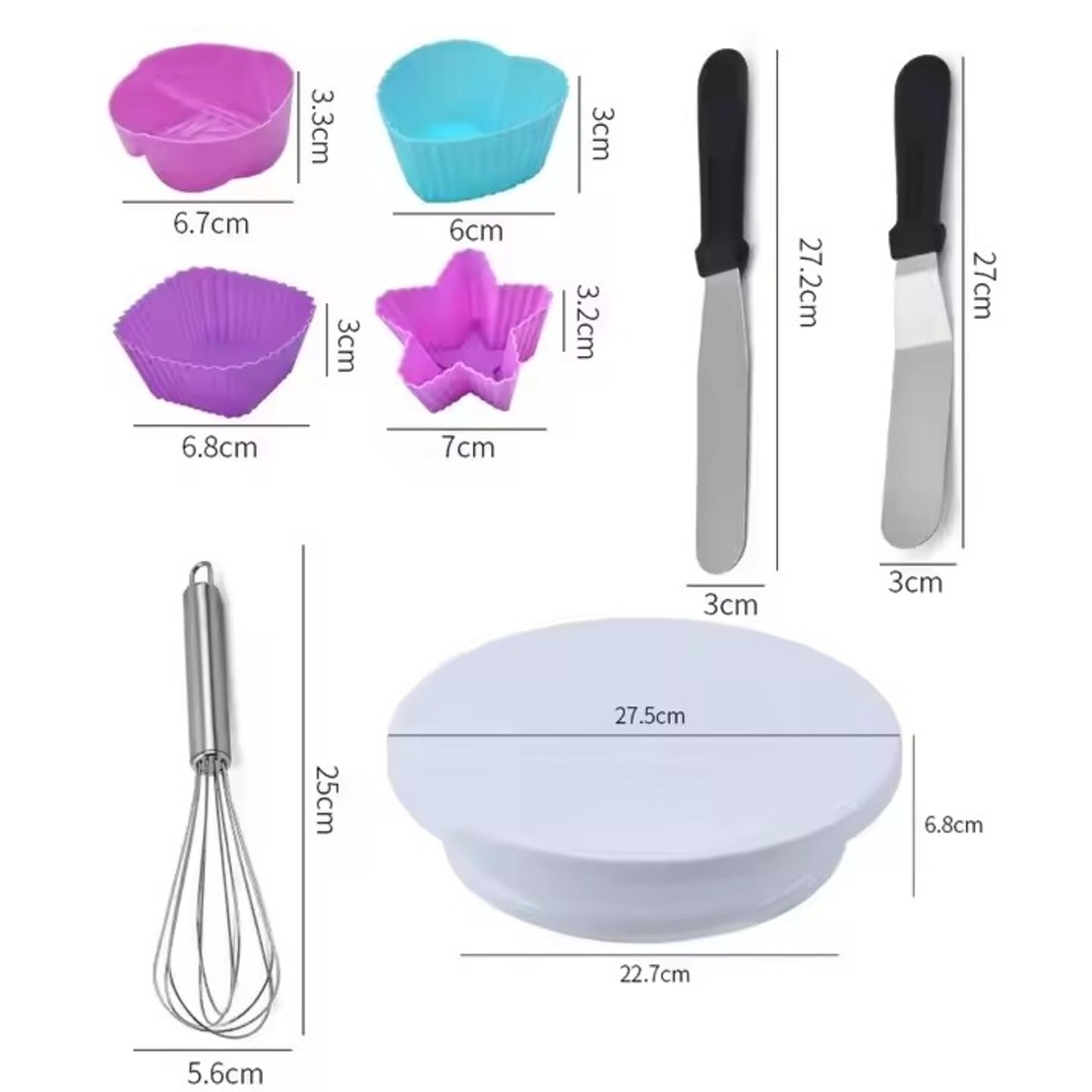 Set 80 Piese Ustensile pentru Ornare Prajituri, Flippy, din Plastic si Otel Inoxidabil, Forme Briose, Multicolor