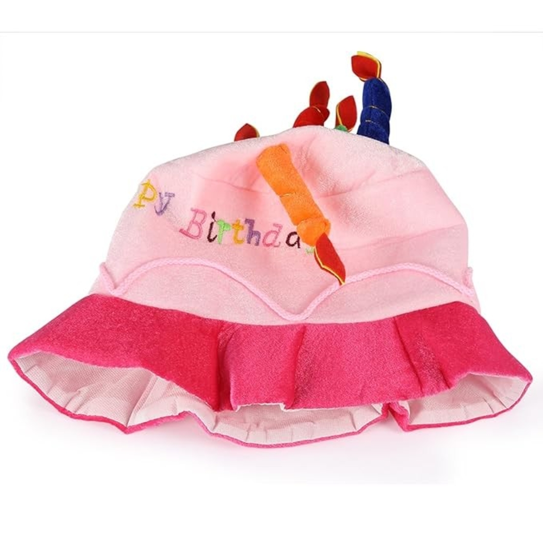 Palarie Happy Birthday, Flippy, Accesoriu pentru Petrecere, Model Tort, Tematica Aniversare, 60x60x55 cm, Roz