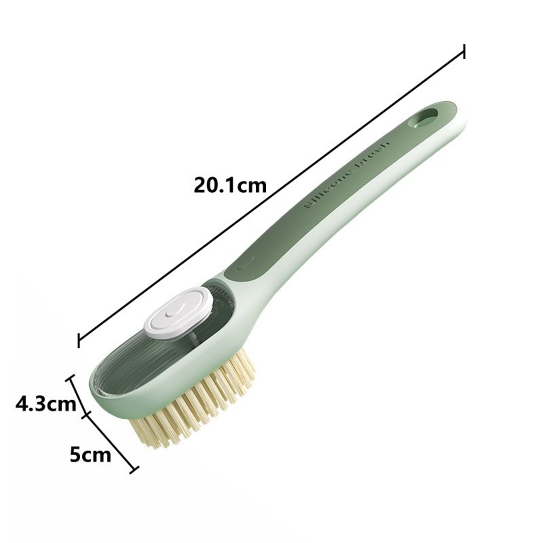 Perie Multifunctionala 2 in 1, Flippy, Perie Densa/Perie din Piele de Caprioara, cu Recipient Lichid, Maner Lung, 20.1x 4.3 x 5 cm, Verde