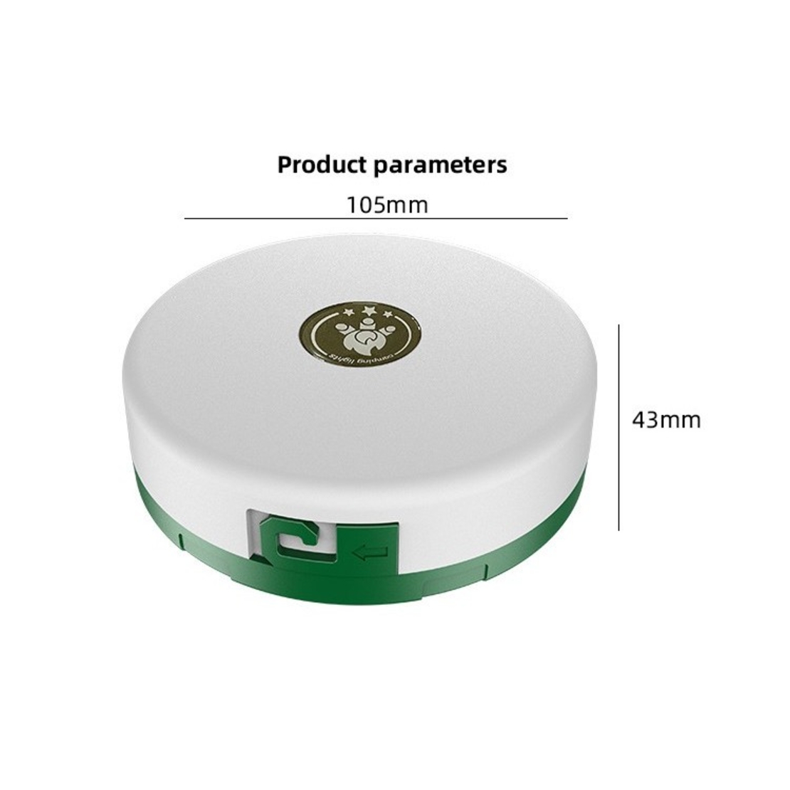 Lumină de camping LED încărcare USB, Flippy, șir colorat, pentru aer liber, cort, Distanta 10 metri, 1800mAH, 10.5x4.3 cm, Alb Verde