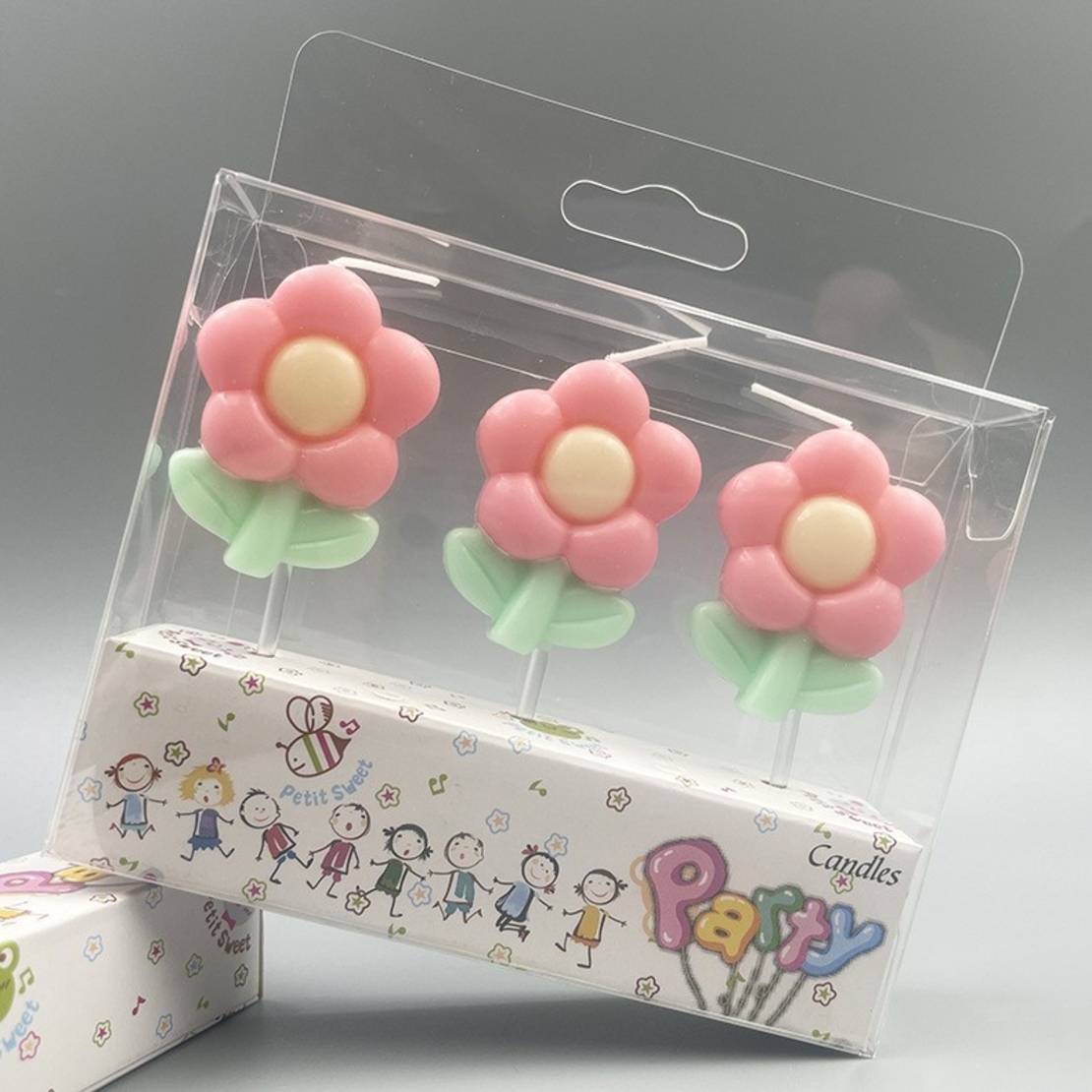 Set 3 Lumanari, Flippy, Tema Flori, Model 2, din Parafina, Multicolor