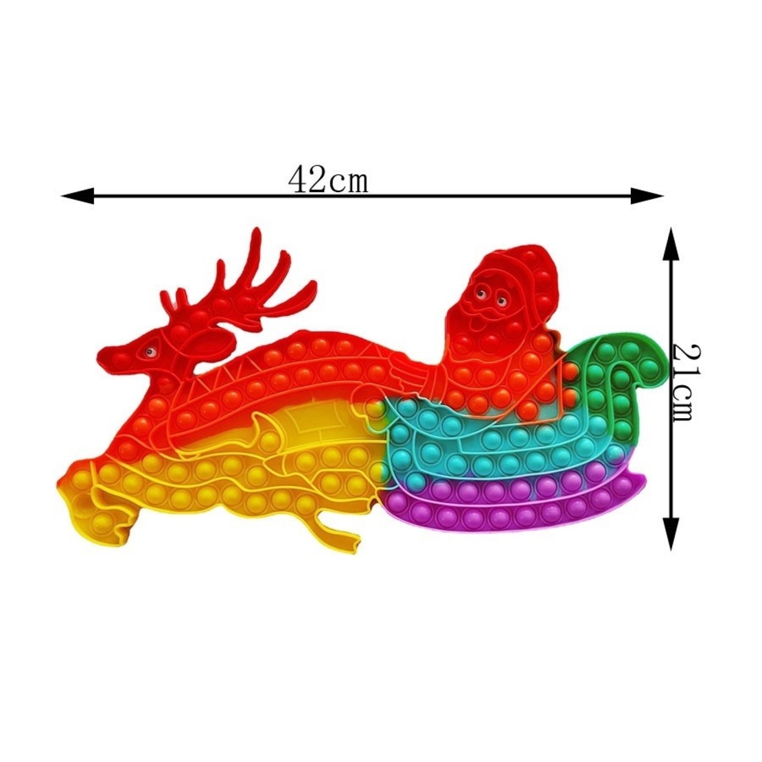 Jucarie Antistres, Flippy, Tip Pop It Now and Flip It, Sania Lui Mos Craciun cu Renul, 42 x 21 cm, Multicolor