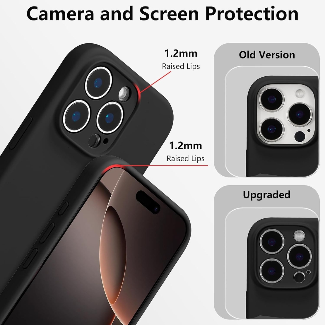 Husa de Protectie, Flippy, pentru iPhone 16 Pro Max, Liquid Silicone, cu Microfibra pe Interior, Protectie Antisoc, Compatibil Incarcare Wireless, Negru