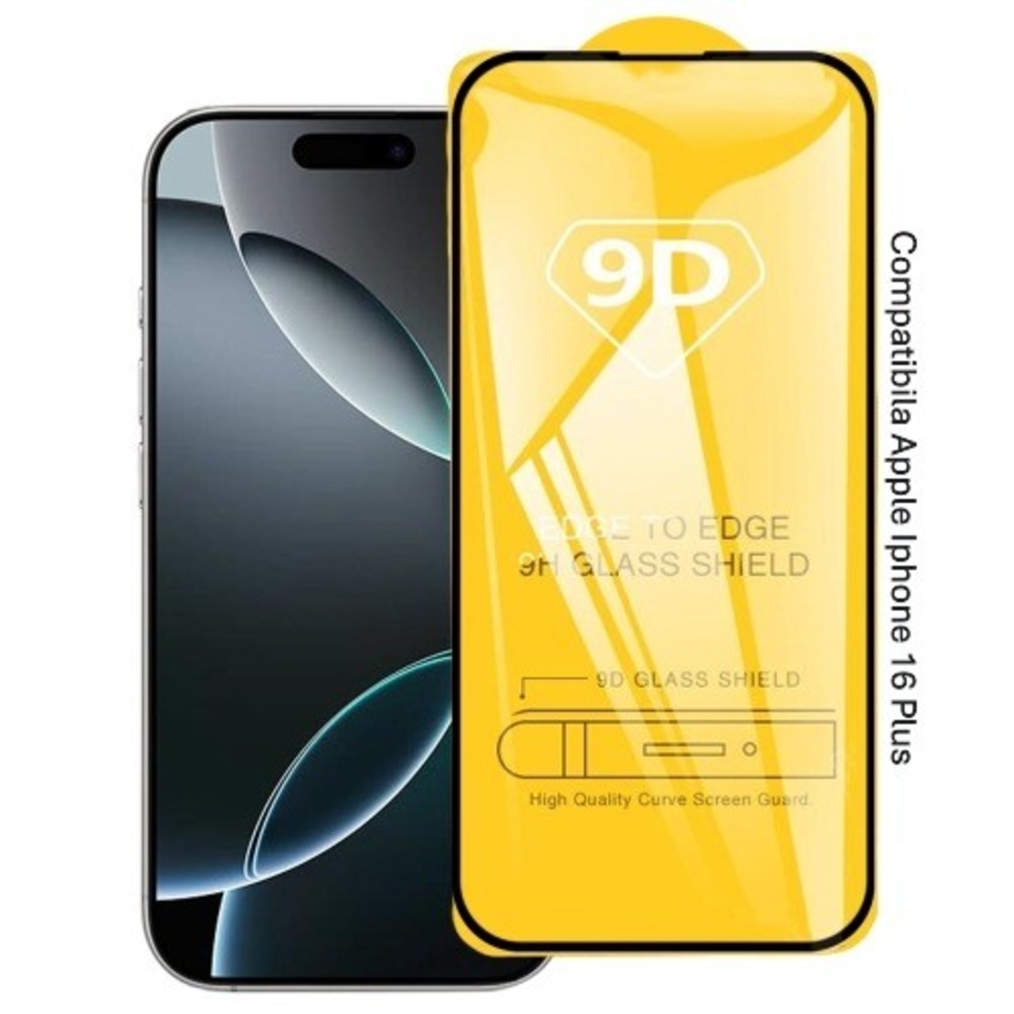 Folie Sticla Securizata, Flippy, Compatibila cu Apple iPhone 16 Plus, Full Cover 9D, HD, Margini Negre, Transparenta