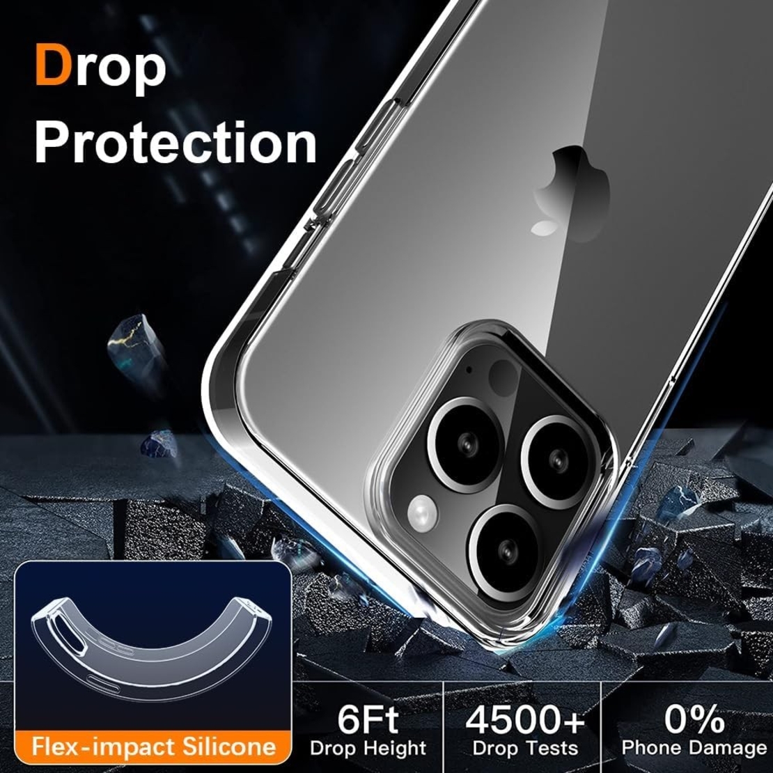 Husa de Protectie din Silicon, pentru Apple iPhone 15 Pro Max, PC, Antisoc, Rezistenta la Impact, Transparenta