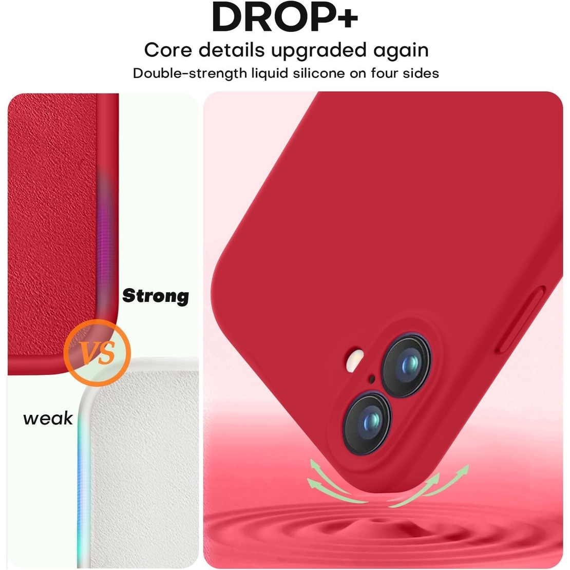 Husa de Protectie, Flippy, pentru iPhone 16, Liquid Silicone, cu Microfibra pe Interior, Protectie Antisoc, Compatibil Incarcare Wireless, Rosu
