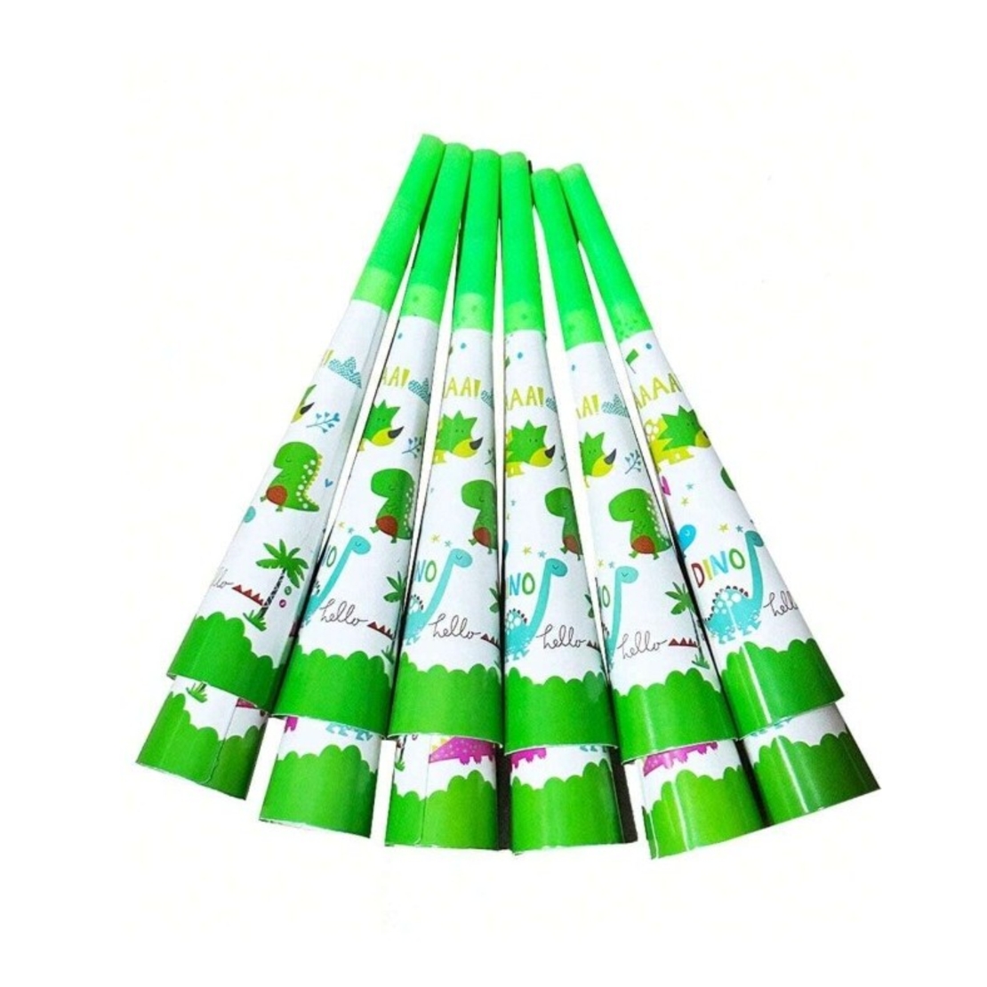 Set 6 Suflatori, Flippy, Colectia Dino Park, 20 x 5 cm, din Carton, Multicolor