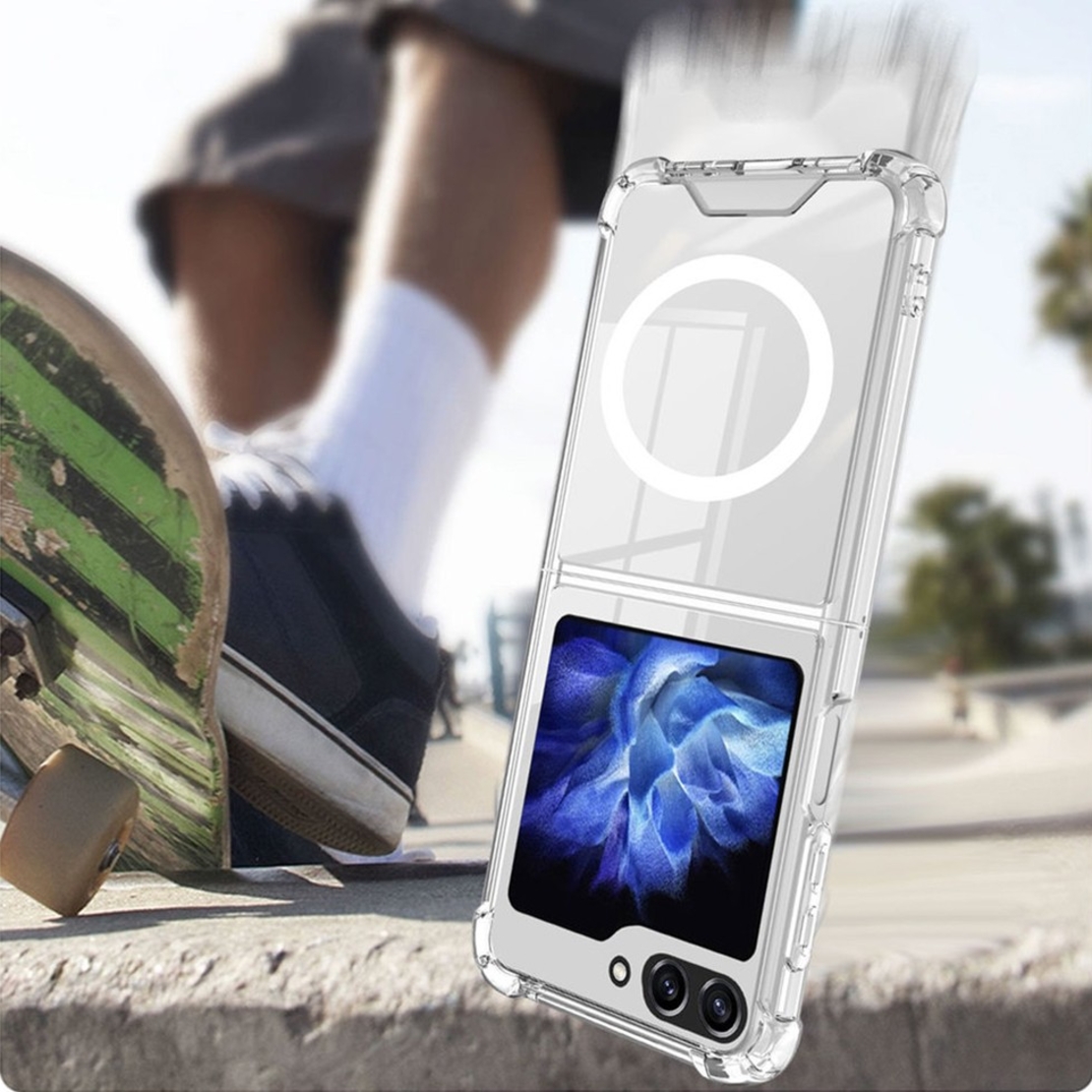 Husa pentru Samsung Galaxy Z FLIP6, Flippy, Husa de Protectie cu Anti-Shock, Tehnologie MagSafe Magnetic, Design Ultra Subtire, Anti alunecare, TPU Acrilic, Transparent