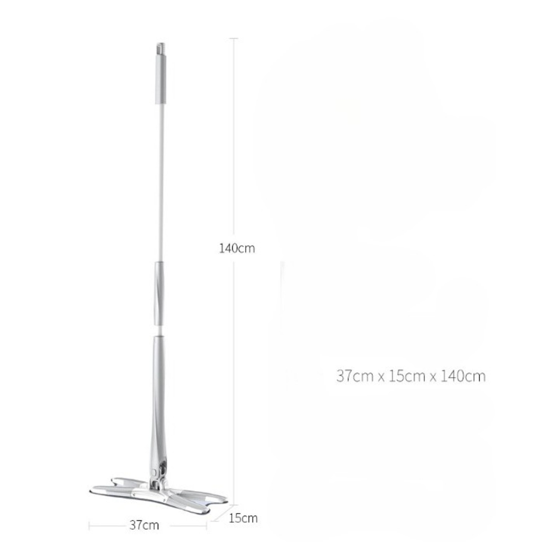 Mop Plat, Flippy, cu Sistem de Stoarcere, 4 Lavete Incluse, Lungime Telescopica 140 cm, Argintiu