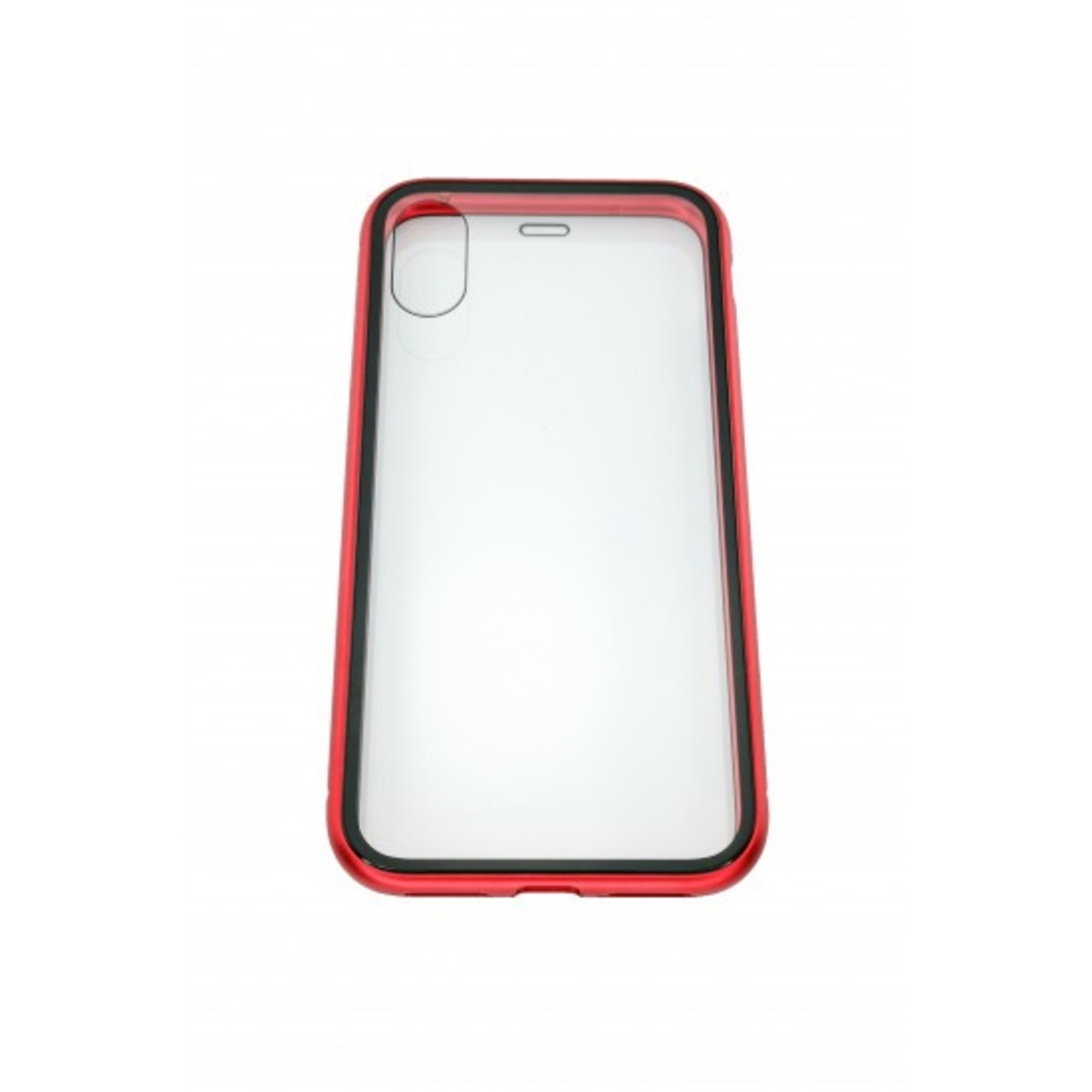Husa de protectie Magnetic 360, Folie sticla inclusa, pentru Apple iPhone X, Rosu
