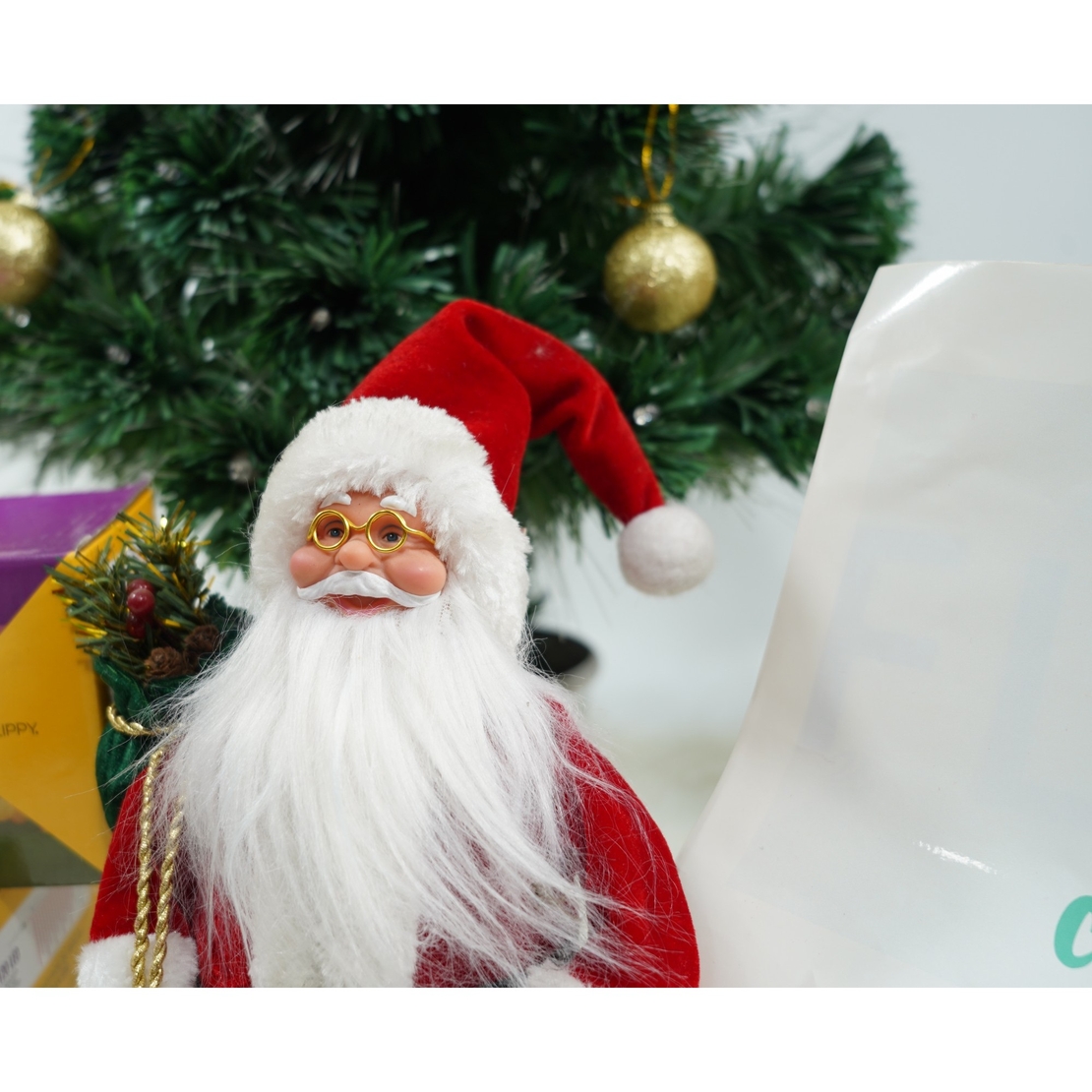 Jucarie decorativa, Flippy, Mos Craciun , standard, lana, tesatura de plus, poliester, 32 cm inaltime, interior/exterior