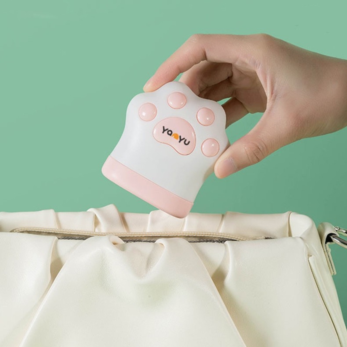 Ruleta Portabila, Flippy, Ruleta mini pentru Copii, Model Labuta de Pisica, cu Prindere, pentru Masurat Diametrul, 5.5 x 6.5 cm, Banda 1.5m, Roz