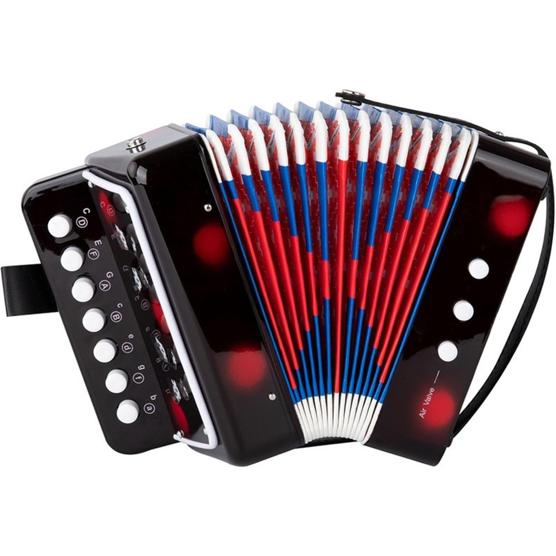 Acordeon Pentru Copii, Flippy, Acordeon Jucarie pentru Educatie Timpurie, 7 butoane 2 bass, Acordeon Instrument Muzical pentru Copii, 18 x 17 x 10 cm, Negru