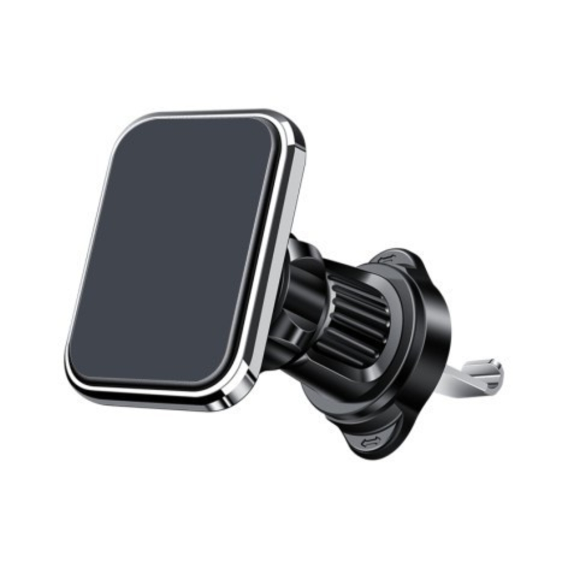 Suport Auto pentru Telefon, Flippy, MagSafe, cu Magnet, Prindere Grila de Ventilatie, Detalii Fine, Rotativ 360 de Grade, Plastic Magnet Silicon, 5.1x3.9 cm, Negru Argintiu