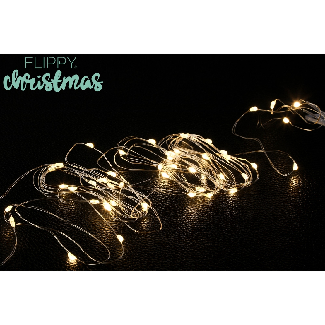 Instalatie Craciun, Liniara, 1 m, Baterii, 10 LED-uri, Alb Cald, Fir Cupru, Interior/Exterior, Flippy